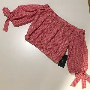 ZARA "Off the Shoulder" Gingham Top - TAGS ON